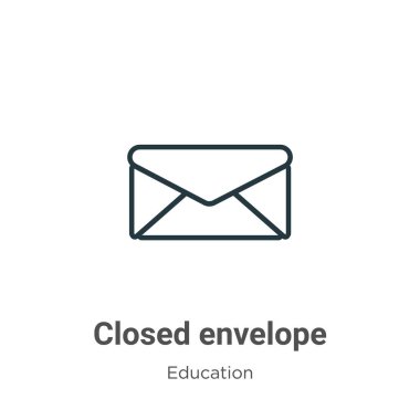 Kapalı zarf ana hatlı vektör simgesi. İnce çizgi siyah kapalı zarf simgesi, düz vektör basit element illüstrasyonu düzenlenebilir eğitim kavramından beyaz arkaplanda izole edilmiş felç