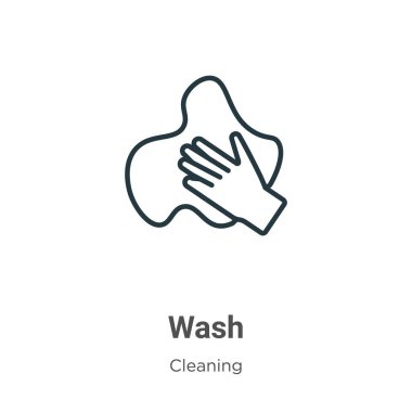 Taslak vektör simgesini yıka. İnce çizgi siyah yıkama simgesi, düz vektör basit element illüstrasyonuName