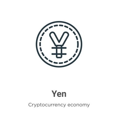 Yen ana hat vektör simgesi. İnce çizgi siyah yen simgesi, düz vektör basit element çizimi düzenlenebilir kripto para birimi ekonomisinden ve finans kavramından beyaz arka planda izole edilmiş felç