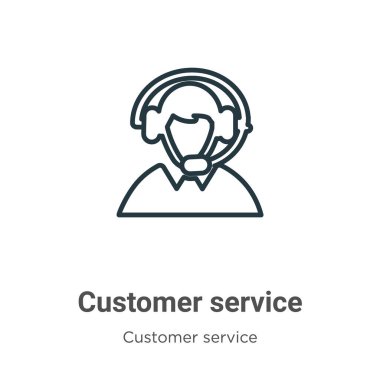Müşteri hizmeti ana hatları vektör simgesi. İnce çizgi siyah müşteri servis simgesi, düz vektör basit element illüstrasyonu düzenlenebilir müşteri hizmeti kavramından beyaz arkaplanda izole edilmiş felç
