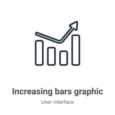 Çubuklar grafik taslak vektör simgesi artırılıyor. İnce çizgi siyah artan çubuklar grafik simgesi, düz vektör basit element gösterimi düzenlenebilir kullanıcı arayüzü kavramından beyaz üzerine izole edilmiş vuruş