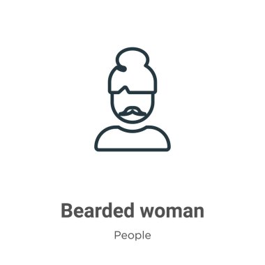 Sakallı kadın vektör ikonu. İnce çizgi siyah sakallı kadın simgesi, düz vektör basit element illüstrasyonu düzenlenebilir insan kavramından beyaz arka planda izole edilmiş felç