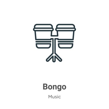 Bongo ana hatlı vektör simgesi. İnce çizgi siyah bongo simgesi, düz vektör basit element illüstrasyonu düzenlenebilir müzik konseptinden beyaz arkaplanda izole edilmiş vuruş