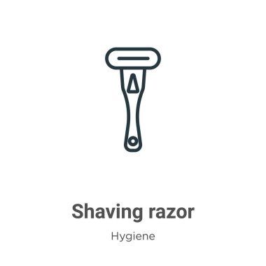 Traş jileti çizgisi vektör simgesi. İnce çizgi siyah tıraş jileti simgesi, düz vektör basit element çizimi düzenlenebilir hijyen kavramından beyaz arka planda izole edilmiş felç