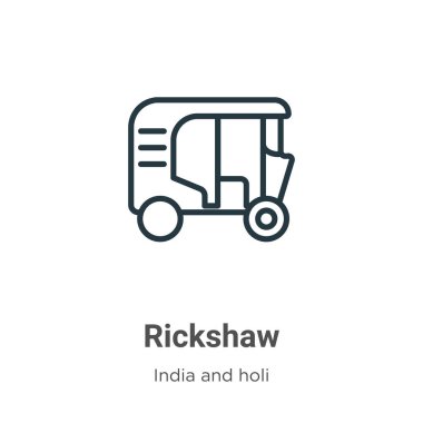 Rickshaw ana hat vektör simgesi. İnce çizgi siyah triportör simgesi, düz vektör basit element çizimi, düzenlenebilir Hindistan konseptinden izole edilmiş beyaz arka plan vuruşu