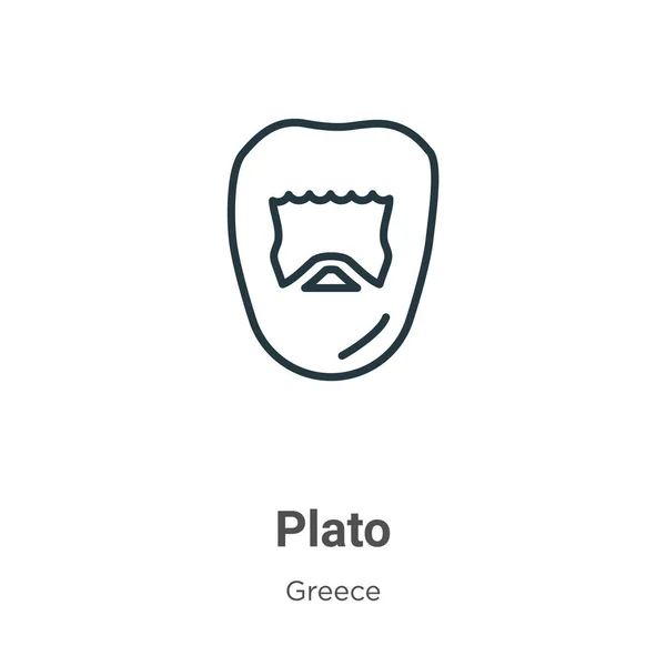 Plato Omtrek Vector Icoon Dunne Lijn Zwart Plato Icoon Platte — Stockvector