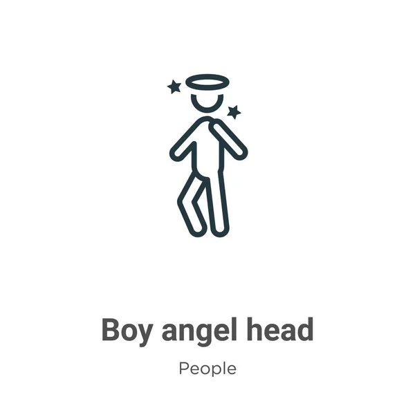Иконка Вектора Головы Ангела Мальчика Тонкая Линия Черный Мальчик Ангел — стоковый вектор