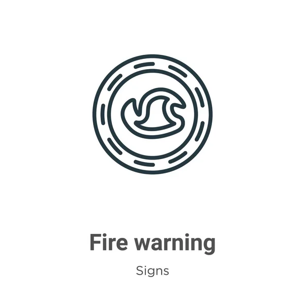 警告アウトラインベクトルアイコン 細い線黒火災警報アイコン 白の背景に独立したストロークをコンセプトに編集可能な記号からフラットベクトルシンプルな要素イラスト — ストックベクタ