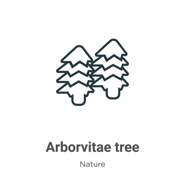 Árbol Arborvitae Contorno Icono Vector Icono Árbol Arborvitae Negro Línea — Vector de stock