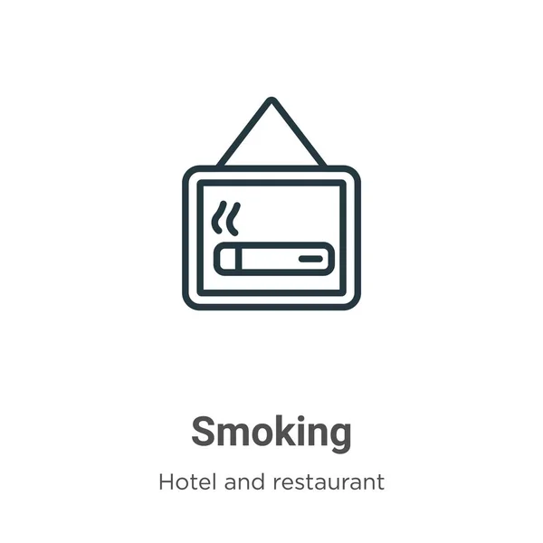 喫煙アウトラインベクトルアイコン 薄いライン黒喫煙アイコン フラットベクトルシンプルな要素イラストから編集可能なホテルのコンセプト白の背景に孤立ストローク — ストックベクタ