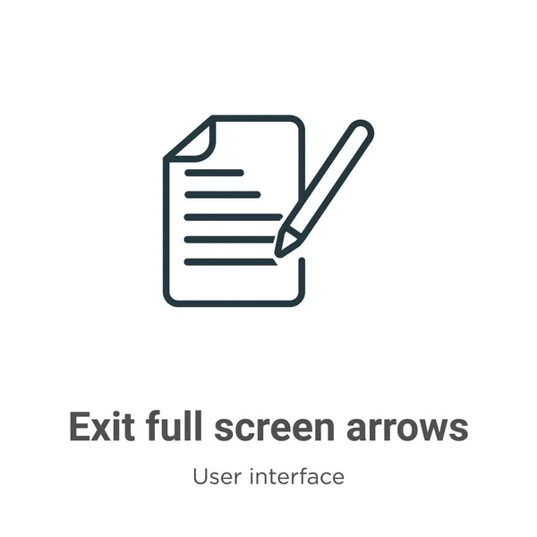 Sair Tela Cheia Setas Delinear Ícone Vetor Linha Fina Saída — Vetor de Stock