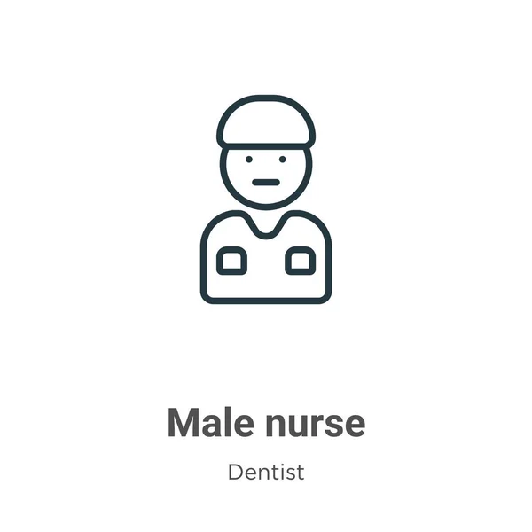 男性看護師アウトラインベクトルアイコン 細い線黒の男性看護師のアイコン 白の背景に編集可能な歯科医の概念分離ストロークからフラットベクトルシンプルな要素イラスト — ストックベクタ