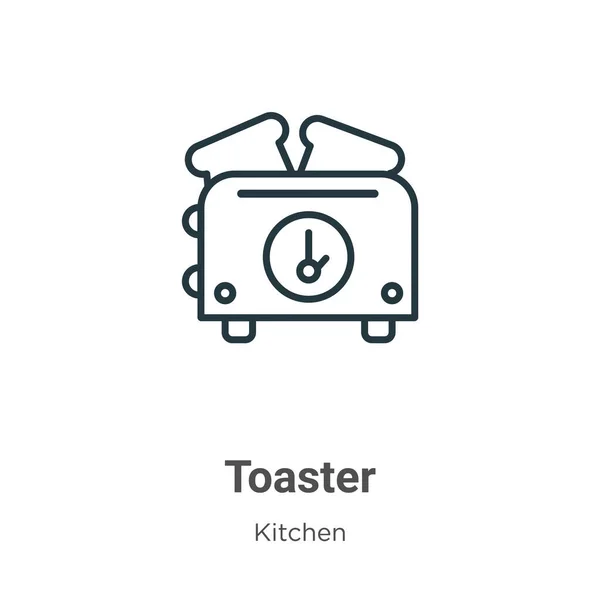 トースターアウトラインベクトルアイコン 編集可能なキッチンコンセプトからの細い線黒トースターのアイコン フラットベクトルシンプルな要素イラスト白の背景に孤立ストローク — ストックベクタ