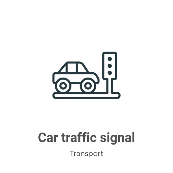 Car traffic signal outline vector icon. Thin line black car traffic signal icon, flat vector simple element illustration from editable transport concept isolated stroke on white background