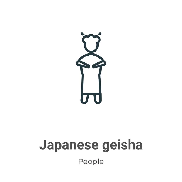 Japán Gésa Vázlat Vektor Ikon Vékony Vonal Fekete Japán Gésa — Stock Vector