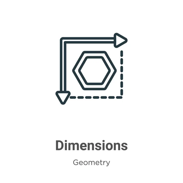 Dimensions Contour Icône Vectorielle Icône Dimensions Noires Vecteur Plat Illustration — Image vectorielle