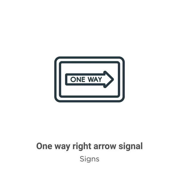 单向右箭头信号轮廓矢量图标 细线黑色单向右箭头符号图标 平面矢量简单元素图解从可编辑符号概念中分离出白底笔划 — 图库矢量图片