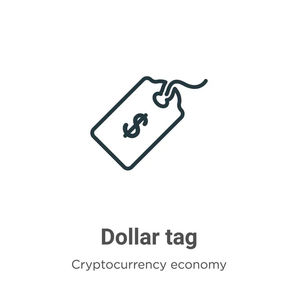 Dollar Tag Contour Icône Vectorielle Thin Line Black Dollar Tag — Image vectorielle