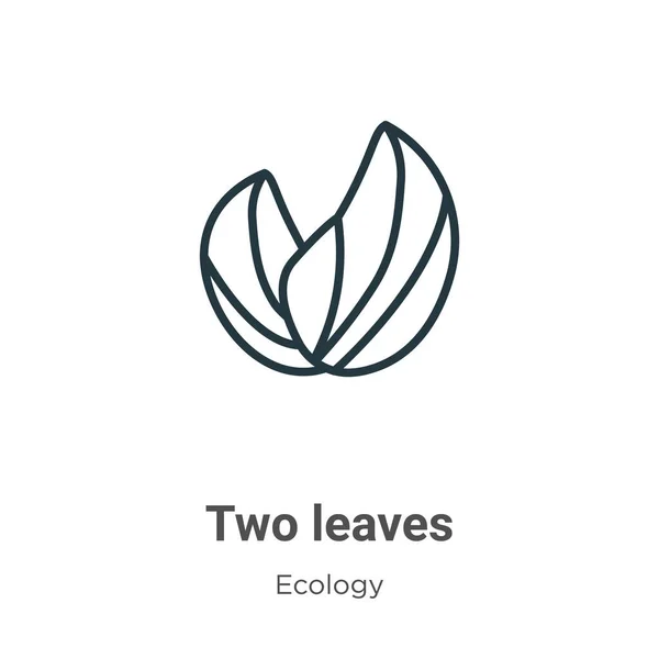 Two Leaves Outline Vector Icon Thin Line Black Two Leaves — Stock Vector