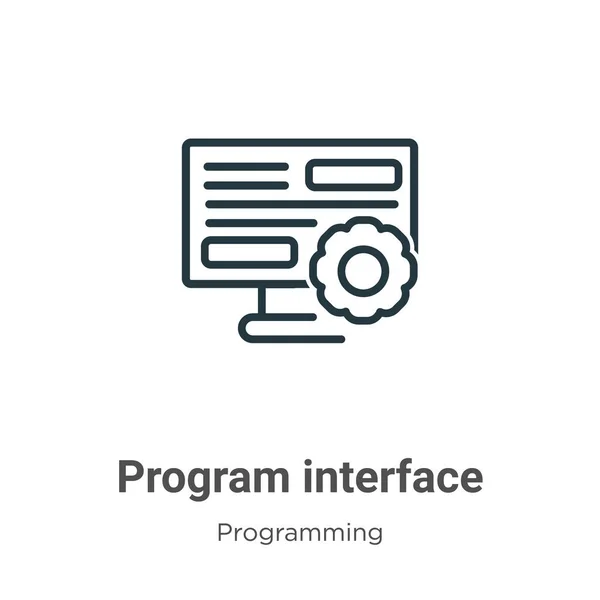 Icône Vectorielle Contour Interface Programme Icône Interface Programme Noir Mince — Image vectorielle