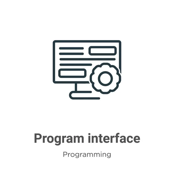 Εικονίδιο Διανύσματος Περιγράμματος Προγράμματος Λεπτή Γραμμή Μαύρο Εικονίδιο Διεπαφή Προγράμματος — Διανυσματικό Αρχείο