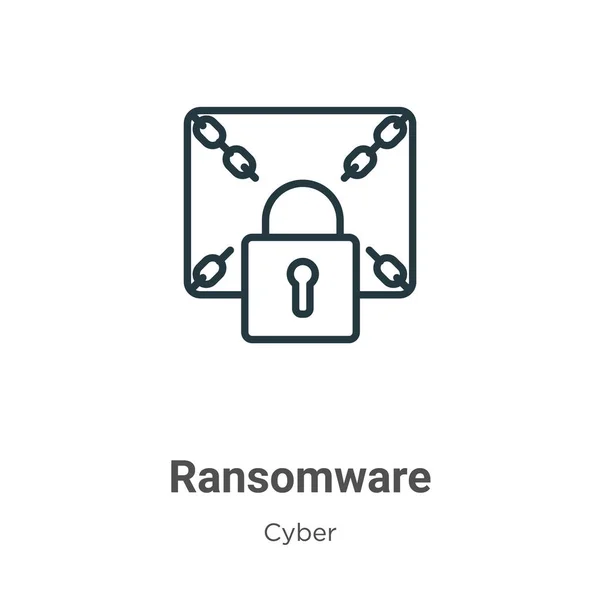 Ransomware Outline Vector Icon Thin Line Black Ransomware Icon Flat — Stock Vector