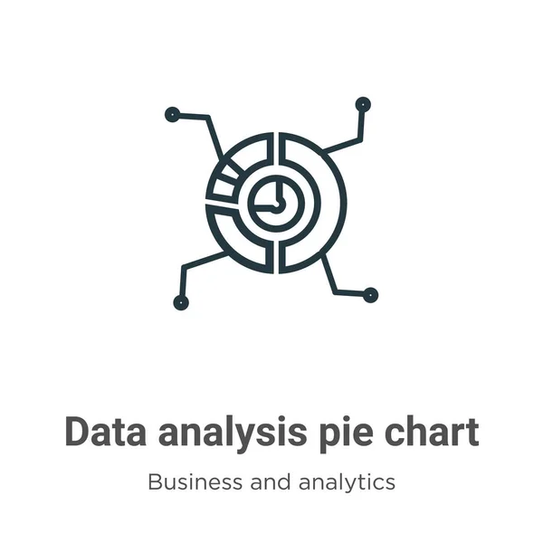 Ανάλυση Δεδομένων Pie Διάγραμμα Περίγραμμα Διάνυσμα Εικονίδιο Λεπτή Γραμμή Μαύρο — Διανυσματικό Αρχείο