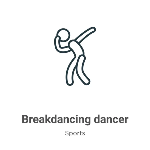Vektorová Ikona Breakdance Tanečnice Tenká Čára Černá Breakdance Ikona Plochý — Stockový vektor