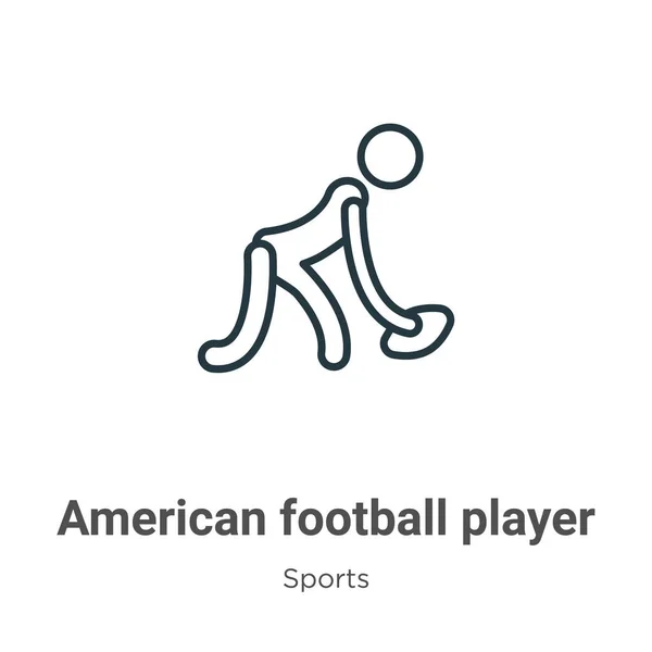 Americký Fotbalista Nastínil Vektorovou Ikonu Tenká Čára Černá Americká Fotbalista — Stockový vektor