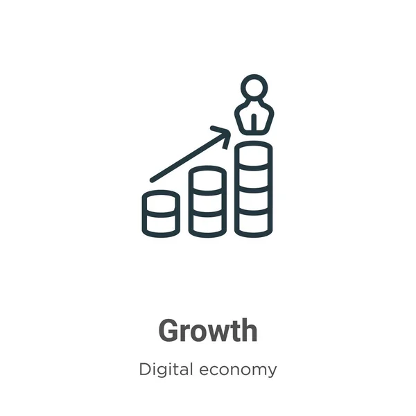Ícone Vetorial Contorno Crescimento Ícone Crescimento Preto Linha Fina Vetor —  Vetores de Stock