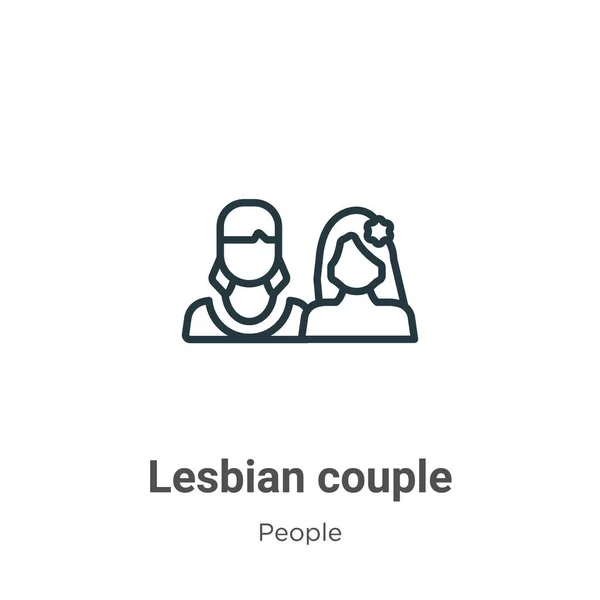 Lesbisches Paar Umreißt Vektorsymbol Dünne Linie Schwarzes Lesbisches Paar Symbol — Stockvektor