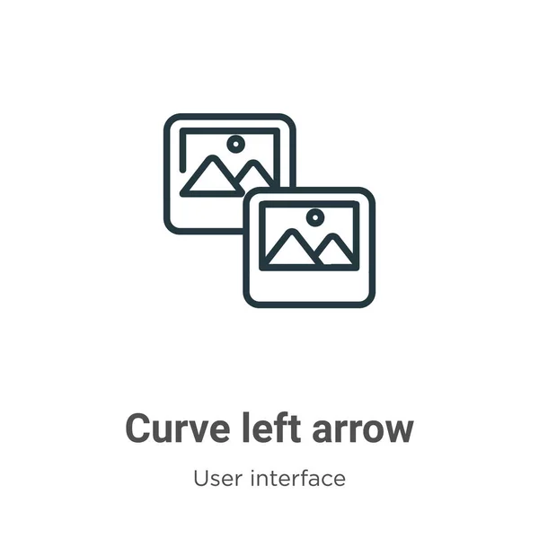 Curva Esquerda Ícone Vetor Contorno Seta Linha Fina Curva Preta — Vetor de Stock