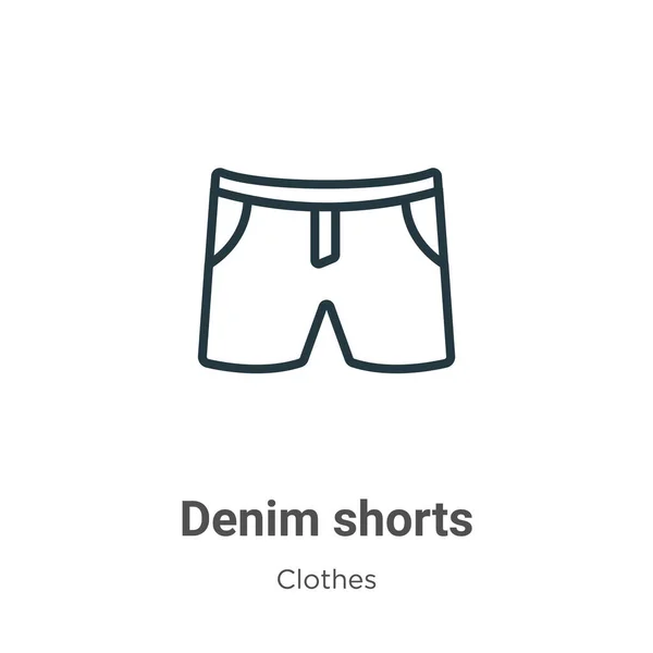 Denim Shorts Schetsen Vectoricoon Dunne Lijn Zwarte Denim Shorts Icoon — Stockvector