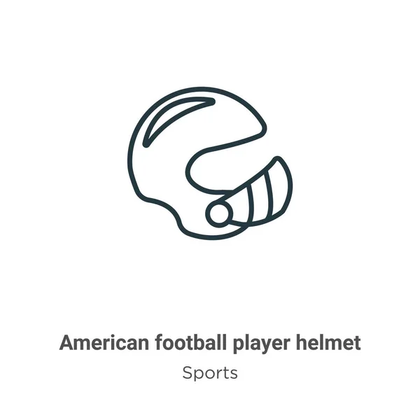 Americký Fotbalista Helma Obrys Vektorové Ikony Tenká Čára Černá Americká — Stockový vektor
