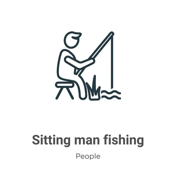 Καθιστός Άνθρωπος Αλιείας Περίγραμμα Διάνυσμα Εικόνα Λεπτή Γραμμή Μαύρο Κάθεται — Διανυσματικό Αρχείο