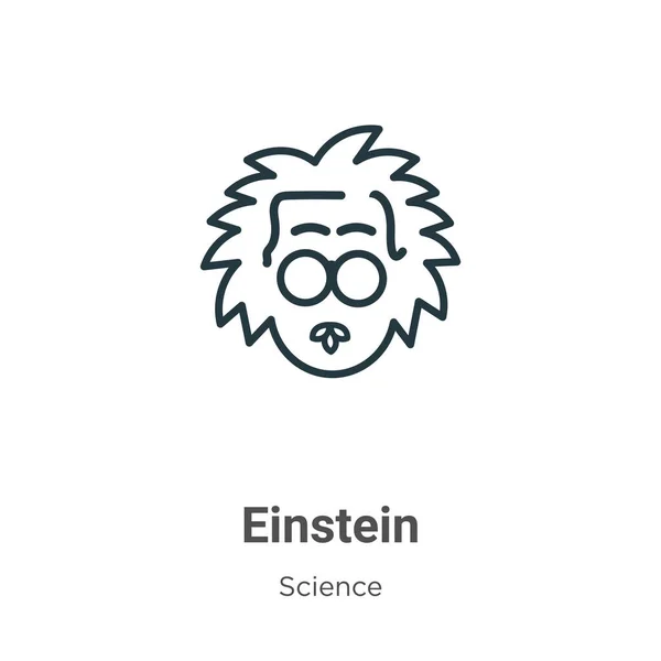Einstein ana hatlı vektör simgesi. İnce çizgi siyah einstein simgesi, düz vektör basit element çizimi düzenlenebilir bilim konseptinden izole edilmiş beyaz arkaplan vuruşu
