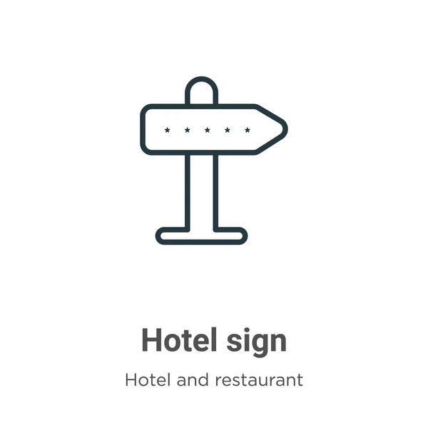 Signo Del Hotel Icono Del Vector Contorno Icono Signo Hotel — Vector de stock