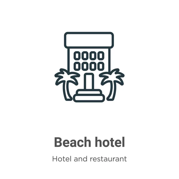 Векторная Иконка Пляжного Отеля Тонкая Линия Черного Пляжа Значок Отеля — стоковый вектор
