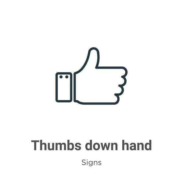 Αντίχειρας Κάτω Εικονίδιο Διανυσματικό Περίγραμμα Χέρι Λεπτή Γραμμή Μαύρο Αντίχειρες — Διανυσματικό Αρχείο