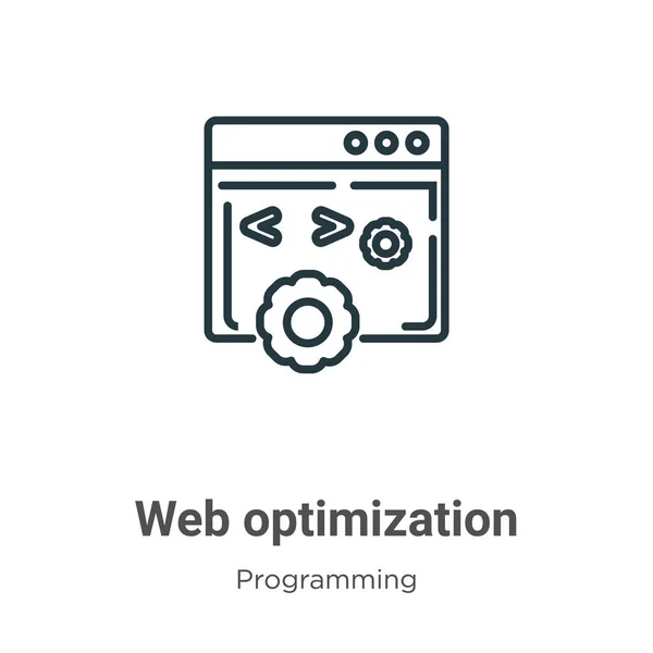 Ikona Vektoru Optimalizace Webu Tenká Čára Černá Web Optimalizace Ikona — Stockový vektor