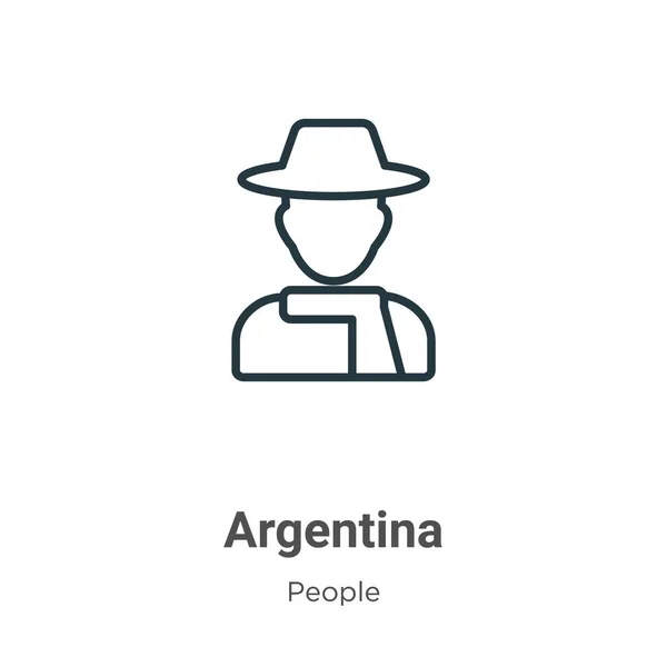 Argentina Garis Besar Ikon Vektor Ikon Argentina Hitam Garis Tipis - Stok Vektor