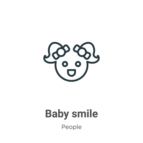 赤ちゃんの笑顔の輪郭ベクトルアイコン 細い線黒の赤ちゃんの笑顔のアイコン フラットベクトルシンプルな要素イラストから編集可能な人々のコンセプト白の背景に孤立ストローク — ストックベクタ