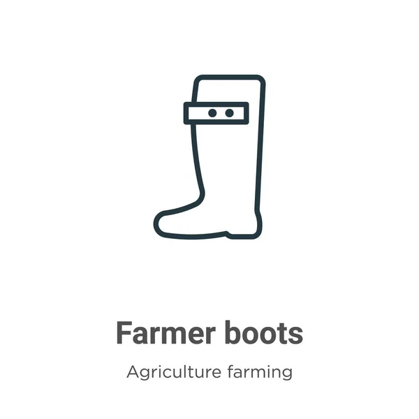 Farmer Boots Outline Vector Icon Thin Line Black Farmer Boots — Stock Vector