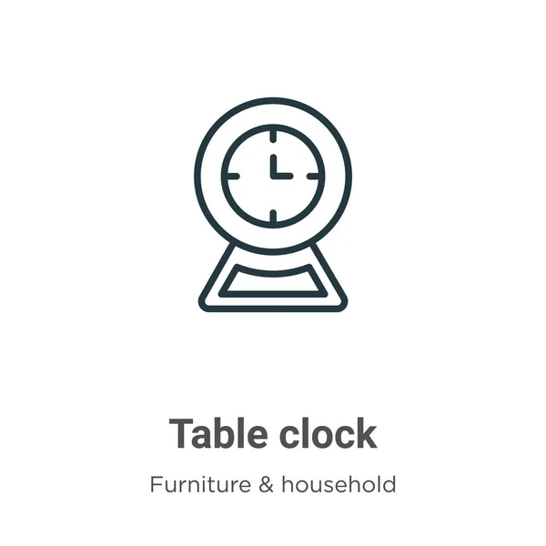 Значок Вектора Контура Часов Таблицы Тонкая Линия Черного Стола Иконка — стоковый вектор