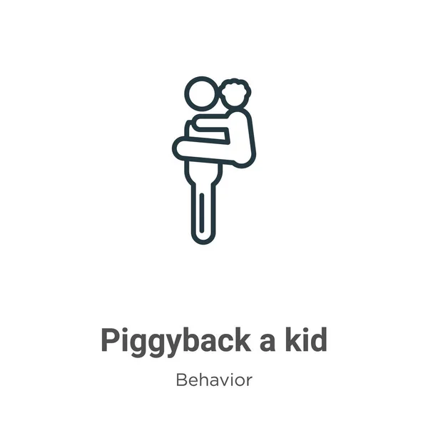 Piggyback Kid Outline Vector Icon Thin Line Black Piggyback Kid Vector Graphics