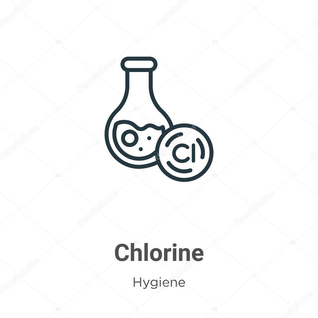 Chlorine outline vector icon. Thin line black chlorine icon, flat vector simple element illustration from editable hygiene concept isolated stroke on white background