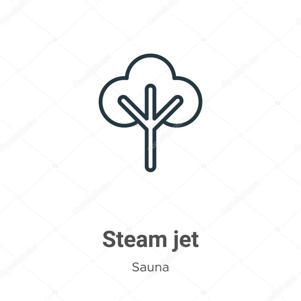Steam jet outline vector icon. Thin line black steam jet icon, flat vector simple element illustration from editable sauna concept isolated stroke on white background