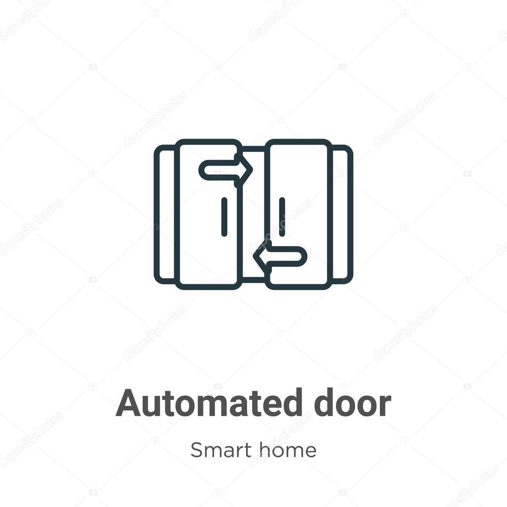 Automated door outline vector icon. Thin line black automated door icon, flat vector simple element illustration from editable smart home concept isolated stroke on white background