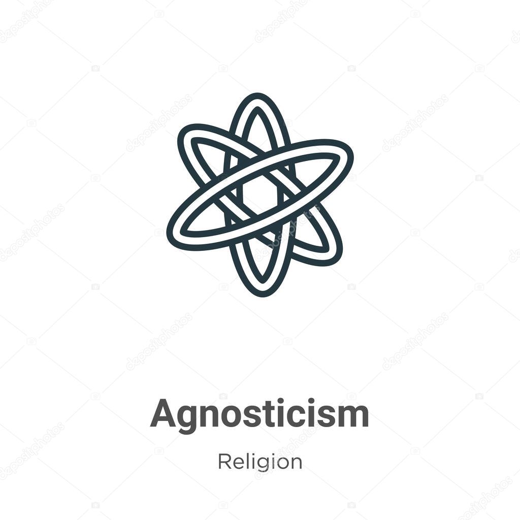 Agnosticism outline vector icon. Thin line black agnosticism icon, flat vector simple element illustration from editable religion concept isolated stroke on white background