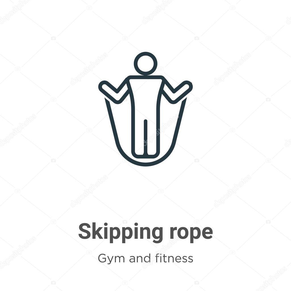 Skipping rope outline vector icon. Thin line black skipping rope icon, flat vector simple element illustration from editable gym and fitness concept isolated stroke on white background